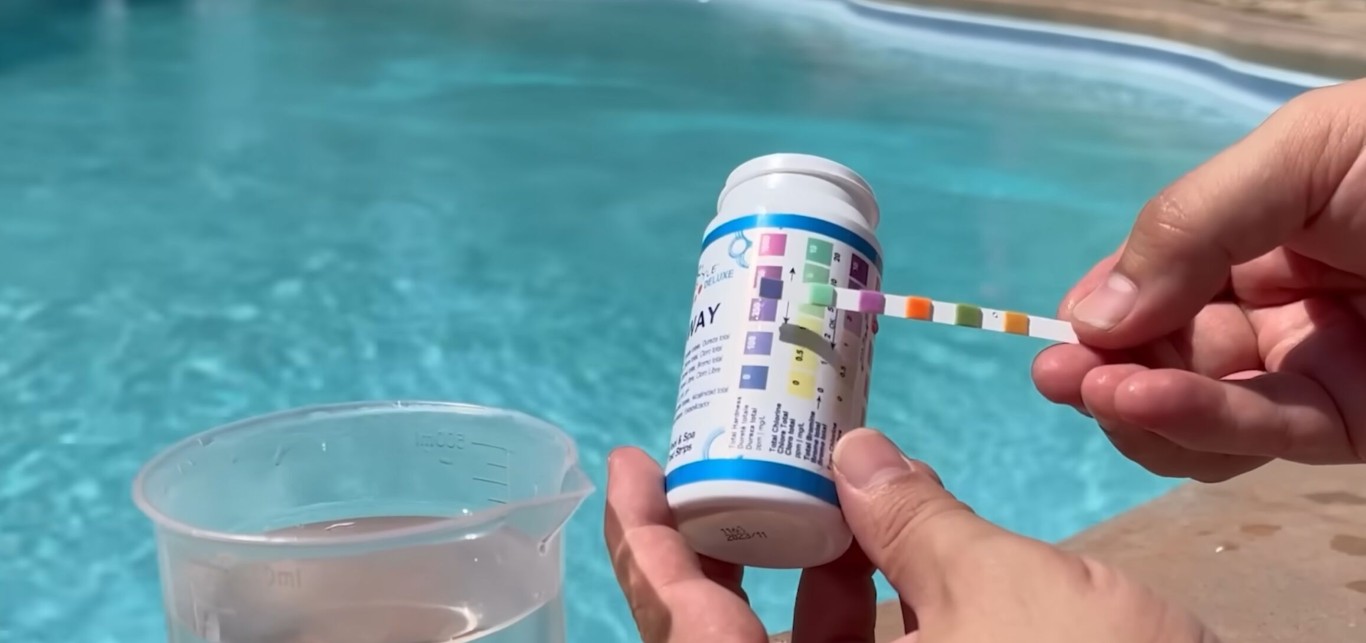 Pool water testing and chemical balance check